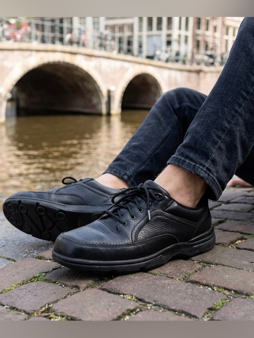 Rockport World Tour Classic Men's Black Leather Walking Shoes Oxford Sneakers